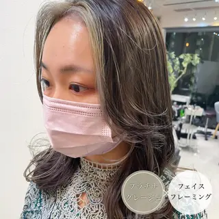 セミロング カラー アンブレラカラー💫 フェイスフレーミングのヘアスタイル