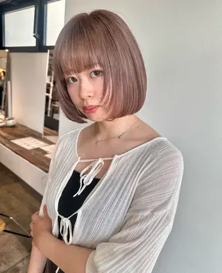 ミディアム カラー ✨艶ブリーチカラー ✨四ノ宮裕己のヘアスタイル