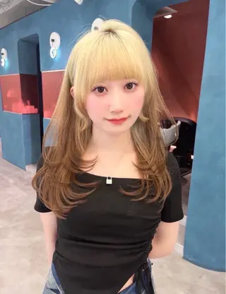 ロング カラー ヘアアレンジ レイヤー/髪質改善 縮毛/ハッシュカットのヘアスタイル