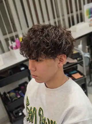 メンズ パーマ ミディアム カラー LEN名古屋/パーマ 海外ヘア/メンズ特化のヘアスタイル