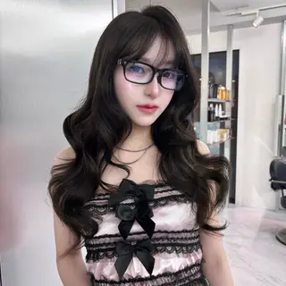 ロング カラー 韓国ヘア💖Wカラー 💖透明感カラー💖のヘアスタイル