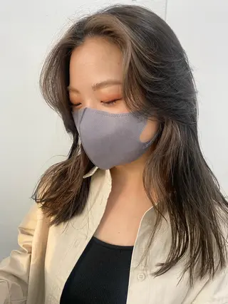 セミロング カラー ヘアアレンジ ニュアンスヘア🌔 nanakoのヘアスタイル