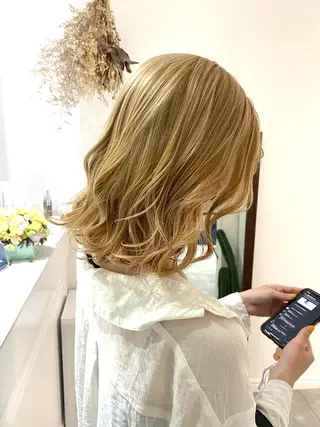 セミロング ハッシュカット /レイヤー/大阪中津のヘアスタイル