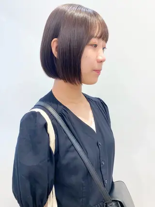 ミディアム カラー 石山 /切りっぱなしボブのヘアスタイル
