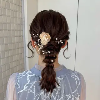ヘアアレンジ 艶感カラー/オリーブ アレンジ：♡のヘアスタイル