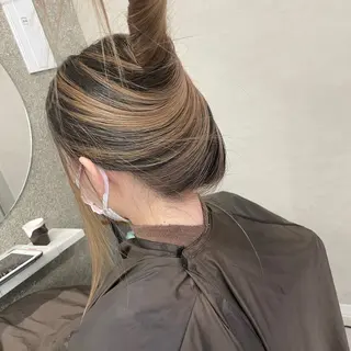 セミロング カラー Lull1人美容室 バレイヤージュのヘアスタイル