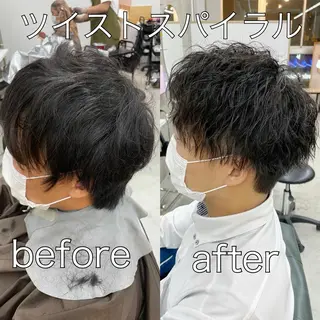 ショート パーマ メンズ Lull1人美容室 バレイヤージュのヘアスタイル