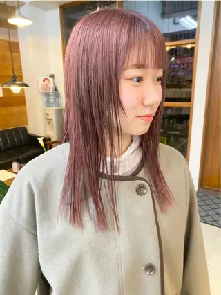ミディアム カラー クロスパーマ× 透明感カラー✂︎のヘアスタイル
