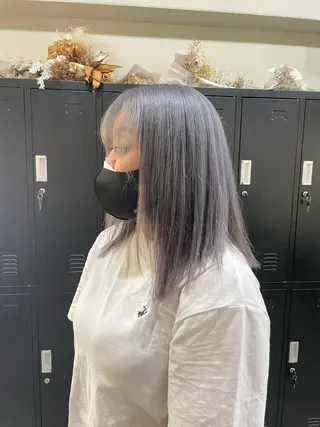 ミディアム カラー パーマ ヘアアレンジ メンズ キッズ ネイル マツエク・マツパ 切りっぱなしヘアボブ ミディアムヘアRYOのヘアスタイル