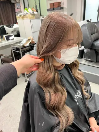 ロング カラー ハイトーン&髪質改善 &韓国エクステ🤎のヘアスタイル