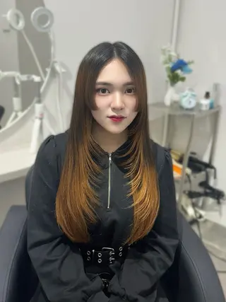ロング YUZU🎀顔まわり ×レイヤーカットのヘアスタイル