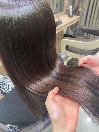 セミロング カラー 学割 悟 韓国風艶髪縮毛矯正のヘアスタイル