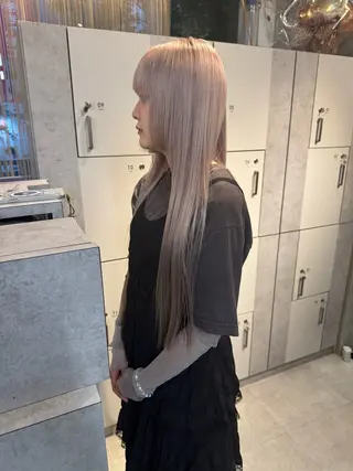 ロング カラー 福岡縮毛矯正 ブリーチなしカラーのヘアスタイル