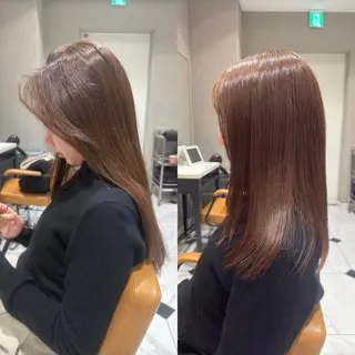 セミロング カラー 頭から整える美容師 松田のヘアスタイル