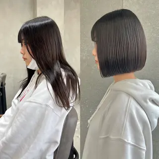 ショート 縮毛矯正×艶髪カラー 髪質改善/三ツ木のヘアスタイル
