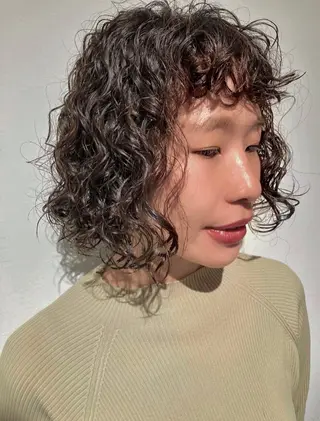 ミディアム パーマ 🛑柔らか透明感 カラー🛑大谷のヘアスタイル