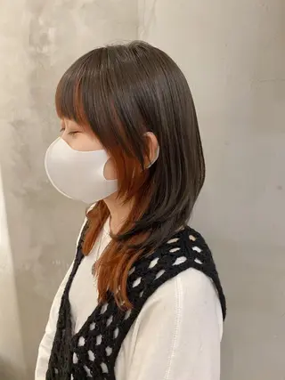 セミロング カラー パーマ ヘアアレンジ 顔周りカット・相談 レイヤーも◎しずくのヘアスタイル