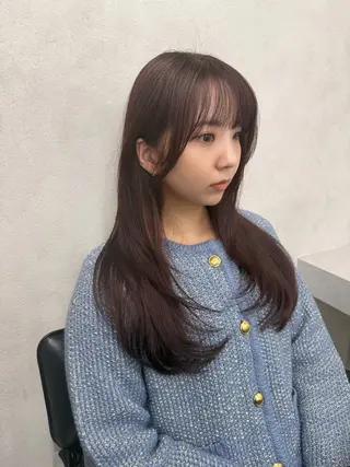 セミロング カラー 新島 涼のヘアスタイル