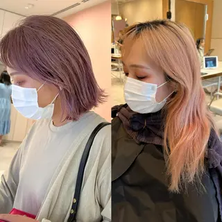 ミディアム カラー パーマ ヘアアレンジ レイヤー専門家 ダブルカラー修のヘアスタイル