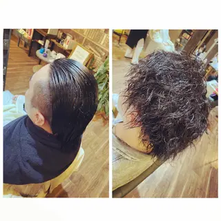 パーマ メンズ ハイライト/インナー /ブリーチ/レイヤーのヘアスタイル