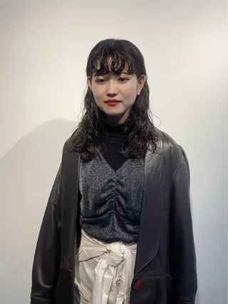 セミロング パーマ maki @pullnocのヘアスタイル