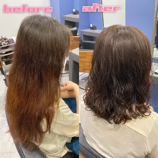 ミディアム カラー パーマ ブリーチ縮毛矯正/ デサキ ショウヘイのヘアスタイル