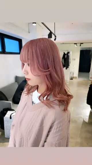 セミロング カラー 暖色カラー🍒 ケアブリーチ/akiのヘアスタイル
