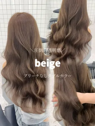ロング カラー ブリーチなしヘーゼル 🤎透明感カラー 唯のヘアスタイル