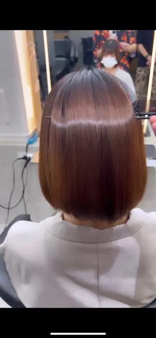 ミディアム 縮毛矯正×艶髪カラー 髪質改善/三ツ木のヘアスタイル