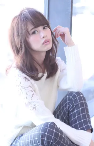 ミディアム セミロング ロング カラー ヘアアレンジ 宮澤 タケル ミディアムヘアのヘアスタイル
