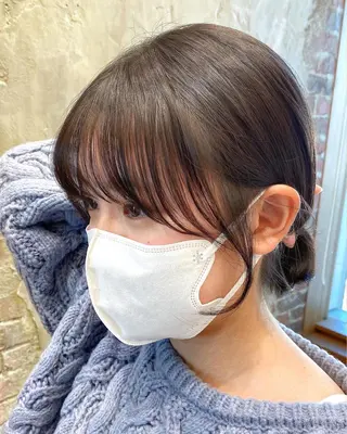 ミディアム カラー 顔まわりカット🌟 くびれヘア/寺門遥輝のヘアスタイル