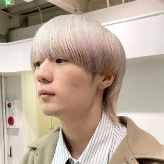 ミディアム カラー メンズ ハイトーン×レイヤー ／遠藤将太のヘアスタイル