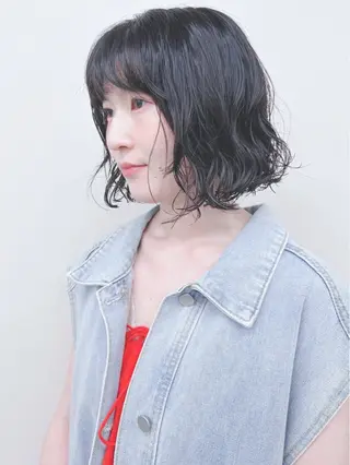ショート パーマ ボブ/ゆるふわ ボブパーマ/とういのヘアスタイル