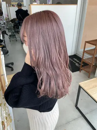 セミロング カラー Lull1人美容室 バレイヤージュのヘアスタイル