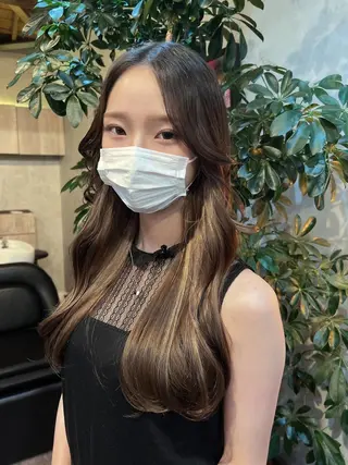 ロング カラー 顔周りカット 【オノザワリョウ】のヘアスタイル