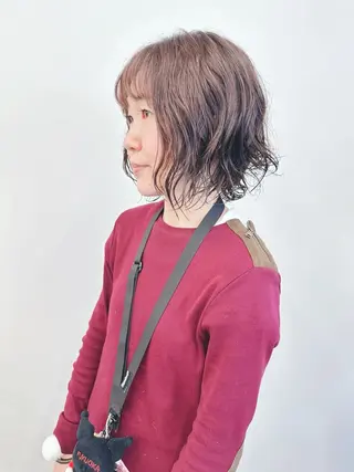 ショート パーマ ボブ/ゆるふわ ボブパーマ/とういのヘアスタイル