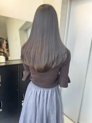 セミロング カラー パーマ ヘアアレンジ 透明感/オリーブ/ グレージュ/YUKAのヘアスタイル