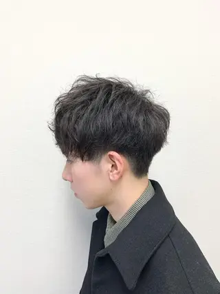 ショート カラー パーマ ヘアアレンジ メンズ M字・前髪割れ 改善メンズ特化/栢沼のヘアスタイル