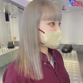 セミロング カラー パーマ 🎨ハイトーン/ 切りっぱなし みつきのヘアスタイル