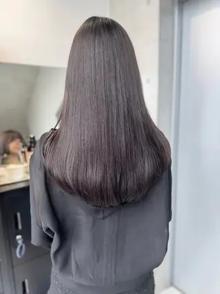ロング カラー パーマ ヘアアレンジ 透明感/オリーブ/ グレージュ/YUKAのヘアスタイル