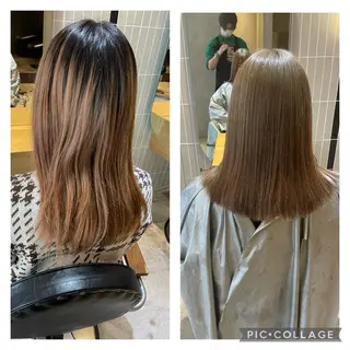 ミディアム 複雑履歴に対応ブリー チ無しダブルカラーのヘアスタイル