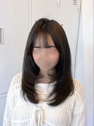 ミディアム カラー 瀬田/顔周りカット/ レイヤー/石田亜弥のヘアスタイル