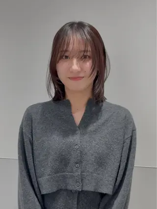 ミディアム カラー パーマ ヘアアレンジ メンズ 切りっぱなしヘアボブ ミディアムヘアRYOのヘアスタイル