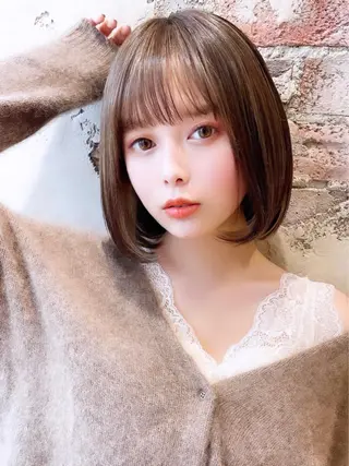 ミディアム カラー ヘアアレンジ 骨格別小顔カット/ 顔周りカット/金井のヘアスタイル
