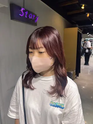 セミロング カラー NANAMI🩵 大人可愛い韓国ヘアのヘアスタイル