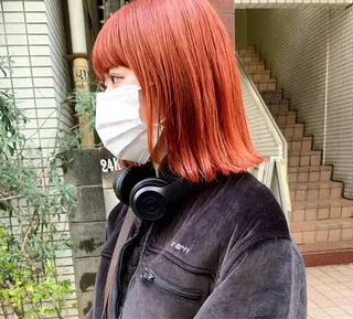 ミディアム 💗暖色/ブリーチ/ レイヤー/横浜/メイのヘアスタイル