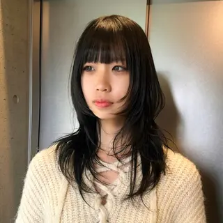 セミロング カラー 柔め透明感血色カラー 暖色/レイヤー/ゆいのヘアスタイル