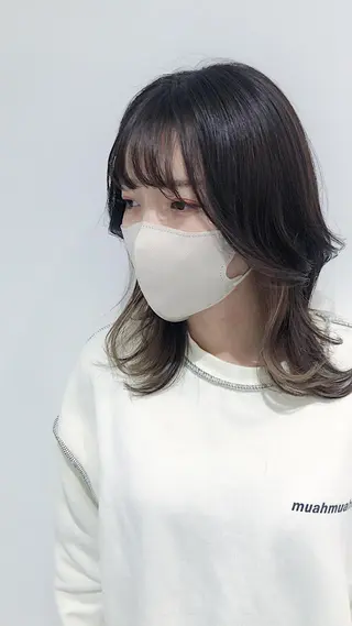 ミディアム カラー 髪質改善/顔まわり 石原のヘアスタイル