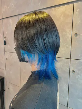 ミディアム カラー ヘアアレンジ ネイル 🌈インナーカラー ‘ショウマ’🌈のヘアスタイル