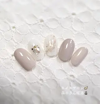 ネイル ショートネイル 森のさんぽ道のネイルデザイン